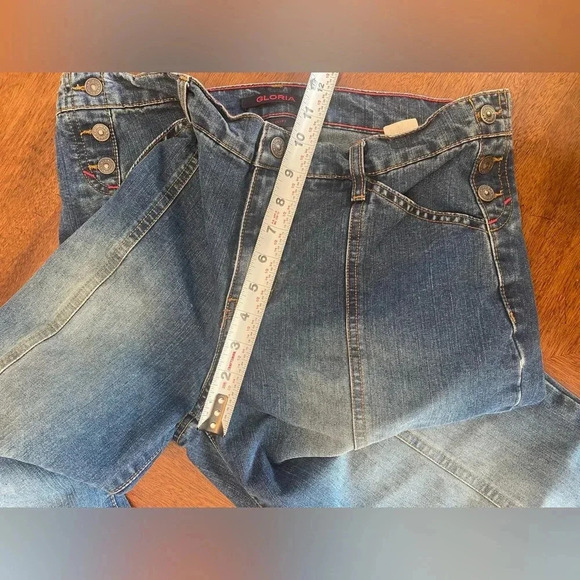 Vintage Y2K Gloria Flare Wide Leg Bell High Rise Jeans Faded Wash Hippie 12 EUC - Picture 14 of 16